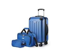 Amazon Basics Equipaje de Mano rígido con Ruedas, Juego de 3 Unidad, Bolsa de Mano y Viaje compacta, Ampliable, 4 Ruedas giratorias, Azul Marino