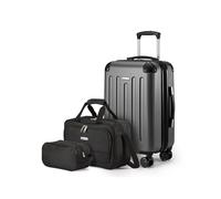 Amazon Basics Equipaje de Mano rígido con Ruedas, Juego de 3 Unidad, Bolsa de Mano y Viaje compacta, Ampliable, 4 Ruedas giratorias, Negro