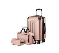 Amazon Basics Equipaje de Mano rígido con Ruedas, Juego de 3 Unidad, Bolsa de Mano y Viaje compacta, Ampliable, 4 Ruedas giratorias, Oro Rosa