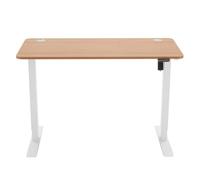 Amazon Basics Escritorio eléctrico de altura ajustable, 120 x 60 cm, ergonómico, de fácil manejo, parte superior de haya y marco blanco