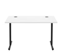 Amazon Basics Escritorio para Oficina en Casa, para Juegos, para Ordenador con Control de Cables, Tablero Grueso de 25mm, Moderno y Sencillo de Montar, Marco Negro, Blanco, 120 x 60 x 73,6cm