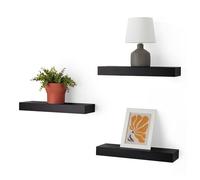Amazon Basics - Estantes flotantes de Pared de Madera, Paquete de 3, Negro, 40,13 x 12,7 x 4,57 cm