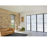 Amazon Basics Estor enrollable de doble capa, para noche y día, 66 x 150 cm, color blanco a rayas