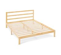 Amazon Basics Estructura Cama de Madera con Cabecero, Madera Maciza de Pino, Incluye Somier, 160 x 200 cm, Pino