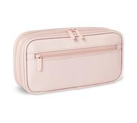 Amazon Basics Estuche Multicompartimentos, Portalápices de Gran Capacidad para Escuela y Oficina, Talla L, Liso Rosa Suave