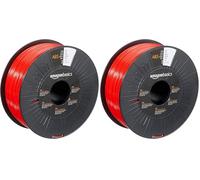 Amazon Basics Filamento para impresora 3D, plástico ABS, 1.75 mm, cinta de 1 kg, rojo (Paquete de 2)