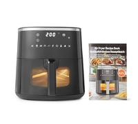 Amazon Basics Freidora de Aire, 4,2L con Ventana de Fácil Visualización, 8 Menús Preestablecidos, 1500W, Color Negro