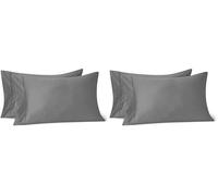 Amazon Basics Funda de Almohada Deluxe, 100% Algodón Satén 400 Hilos, Extra Suave, 50 x 80 cm, Gris Oscuro (Paquete de 2)