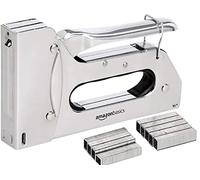 Amazon Basics Grapadora industrial, 3 en 1, con 1000 grapas, para tapizados, reparaciones del hogar, carpintería y otros proyectos profesionales, plata