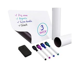 Amazon Basics Hoja de pizarra blanca de borrado en seco, magnética, 20,3 x 30,5 cm, 3 Unidad, Paquete de 1, Blanco