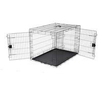 Amazon Basics Jaula para perro de alambre metálico, Duradero,Plegable con bandeja, doble puerta, 107 x 71 x 76 cm (L x An x Al), negro