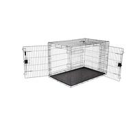 Amazon Basics Jaula para perro de alambre metálico, Duradero,Plegable con bandeja, doble puerta, 122 x 76 x 83 cm (L x An x Al), negro