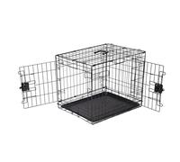 Amazon Basics Jaula para perro de alambre metálico, Duradero,Plegable con bandeja, doble puerta, 76 x 48 x 53 cm (L x An x Al), negro