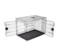 Amazon Basics Jaula para perro de alambre metálico, Duradero,Plegable con bandeja, doble puerta, negro, 91 x 58 x 64 cm (L x An x Al)