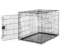 Amazon Basics Jaula para Perro de alambre metálico, Duradero, Plegable, con bandeja, puerta única, 107 x 71 x 76 cm (L x An x Al), Negro
