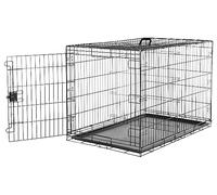 Amazon Basics Jaula para perro de alambre metálico, Duradero,Plegable con bandeja, puerta única, 122 x 76 x 83 cm (L x An x Al), negro