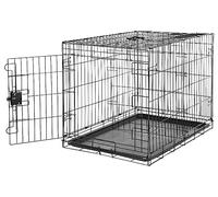 Amazon Basics Jaula para perro de alambre metálico, Duradero,Plegable con bandeja, puerta única,91 x 58 x 64 cm (L x An x Al), negro