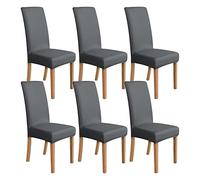 Amazon Basics Juego de 4 fundas elásticas para sillas de comedor, color gris oscuro, Sólido