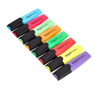Amazon Basics Juego de 8 Resaltadores, a Prueba de Manchas, Punta Cincelada Duradera, Ancho de Línea de 2 a 5 mm, Bolígrafos para Adultos y Niños, Multicolor
