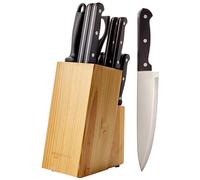 Amazon Basics Juego de Cuchillos de Cocina y Soporte (14 Piezas), Negro