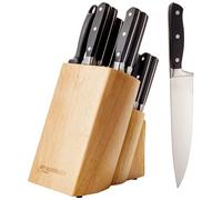 Amazon Basics Juego de Cuchillos de Cocina y Soporte, 18 Unidad, Acero
