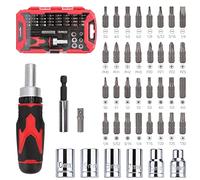 Amazon Basics Juego de destornillador de carraca magnético, 41 Unidad, Negro/Rojo