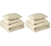 Amazon Basics Juego de Funda Nórdica Cama 135/150 de Microfibra Prelavada, Extra Suave con Efecto Arrugado Natural, Funda de edredón 200 x 200 cm y 2 Fundas de Almohada 50 x 80 cm, Beige
