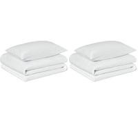 Amazon Basics Juego de Funda Nórdica Cama 80/90 de Algodón Orgánico, 2 Piezas, Funda de edredón 135 x 200 cm y 1 Funda de Almohada 50 x 80 cm, Blanco (Paquete de 2)
