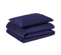 Amazon Basics Juego de Funda Nórdica Cama 80/90 de Algodón Orgánico, 2 Piezas, Funda de edredón 135 x 200 cm y 1 Funda de Almohada 50 x 80 cm, Azul Marino