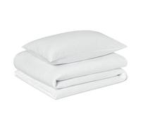 Amazon Basics Juego de Funda Nórdica Cama 80/90 de Algodón Orgánico, 2 Piezas, Funda de edredón 135 x 200 cm y 1 Funda de Almohada 50 x 80 cm, Blanco