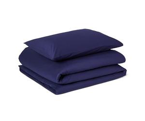 Amazon Basics Juego de Funda Nórdica Cama 80/90 de Algodón Orgánico, 2 Piezas, Funda de edredón 135 x 200 cm y 1 Funda de Almohada 50 x 80 cm, Azul Marino