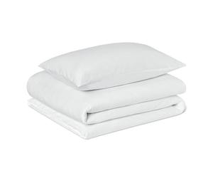Amazon Basics Juego de Funda Nórdica Cama 80/90 de Algodón Orgánico, 2 Piezas, Funda de edredón 135 x 200 cm y 1 Funda de Almohada 50 x 80 cm, Blanco