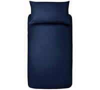 Amazon Basics Juego de Funda nórdica Cama 80/90 de Microfibra, 2 Piezas, Funda de edredón 135 x 200 cm y 1 Funda de Almohada 50 x 80 cm, Azul Marino, Sólido