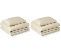Amazon Basics Juego de Funda Nórdica Cama 80/90 de Microfibra Prelavada, Extra Suave con Efecto Arrugado Natural, Funda de edredón 135 x 200 cm y 1 Funda de Almohada 50 x 80 cm, Beige (Paquete de 2)