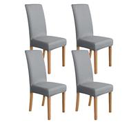 Amazon Basics Juego de fundas de silla elásticas, gris claro, 4 unidades