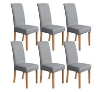 Amazon Basics Juego de fundas de silla elásticas, gris claro, 6 unidades