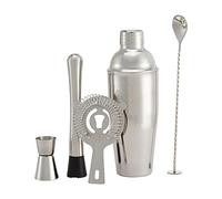 Amazon Basics juego de herramientas de bar acero inoxidable con coctelera de 710 ml, 5 Unidad, cuchara mezcladora, Jigger