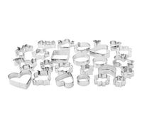 Amazon Basics Juego de moldes de Acero inoxidable para galletas, paquete de 25, Variedad en forma , Plateado