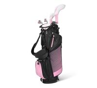 Amazon Basics Juego de Palos de Golf, 6 Piezas con Bolsa de Soporte, Palo con Cara de Gran Tamaño, Centro de Gravedad Bajo, Diestro, Rosa/Negro