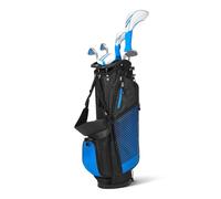 Amazon Basics Juego de Palos de Golf, 6 Piezas con Bolsa de Soporte, Palo con Cara de Gran Tamaño, Centro de Gravedad Bajo, Diestro, Azul/Negro