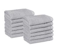 Amazon Basics Juego Toallas Baño 100% Algodón Absorbente Toalla Lavabo 30x30 cm, Gris, Pack 12 Unidades
