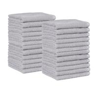 Amazon Basics Juego Toallas Baño 100% Algodón Absorbente Toalla Lavabo 30x30 cm, Gris, Pack 24 Unidades