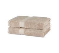 Amazon Basics Juego Toallas Baño 100% Algodón Orgánico Toalla Ducha 76x137 cm, Gris Pardo, Pack 2 Unidades