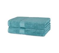 Amazon Basics Juego Toallas Baño 100% Algodón Orgánico Toalla Ducha 76x137 cm, Verde Azulado, Pack 2 Unidades