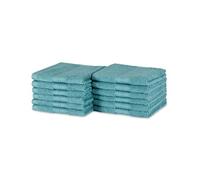 Amazon Basics Juego Toallas Baño 100% Algodón Orgánico Toalla Lavabo 30x30 cm, Verde Azulado, Pack 12 Unidades