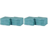 Amazon Basics Juego Toallas Baño 100% Algodón Orgánico Toalla Lavabo 30x30 cm, Verde Azulado, Pack 12 Unidades (Paquete de 2)