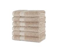 Amazon Basics Juego Toallas Baño 100% Algodón Orgánico Toallas Mano 41x66 cm, Gris Pardo, Pack 6 Unidades