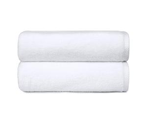 Amazon Basics Juego Toallas Baño 100% Algodón Toalla Ducha 70x140 cm, Blanco, Pack 2 Unidades