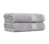 Amazon Basics Juego Toallas Baño 100% Algodón Toallas Mano 50x100 cm, Gris, Pack 2 Unidades