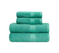 Amazon Basics Juego Toallas Baño Completo 100% Algodón 2 Toallas Baño + 2 Mano, Verde, Pack 4 Unidades